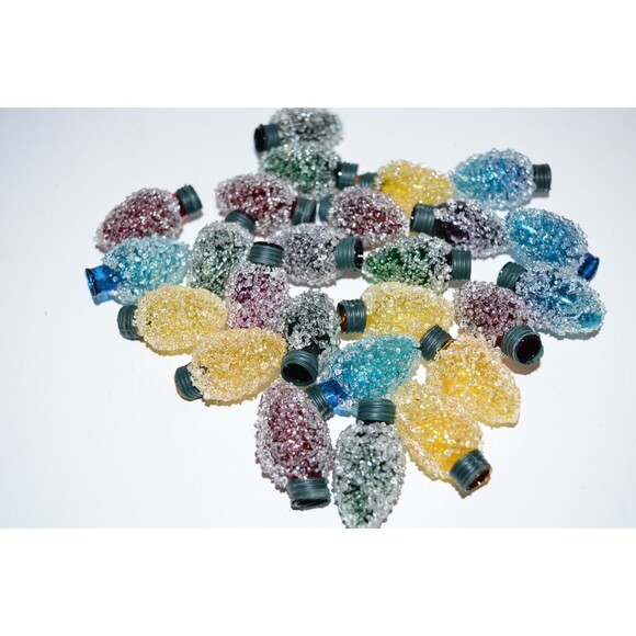 Vtg Christmas String Light covers Sugar Frost Bulb Snow yellow red blue green - Picture 3 of 5